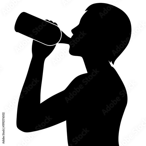 Person Drinking Water From A Bottle Silhouette Transparent Background