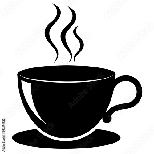 Steaming Teacup Silhouette Transparent Background