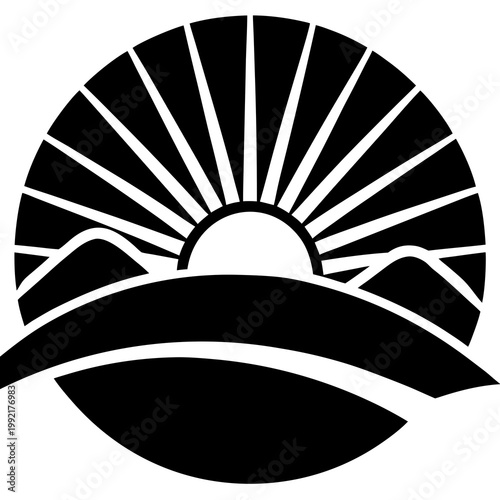 Sun Rising Over Hills Silhouette Transparent Background