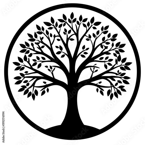 Tree Inside Circle Silhouette Transparent Background