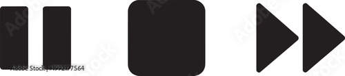 Pause and fast forward media player icons set, vector illustration for web and app interfaces with fast