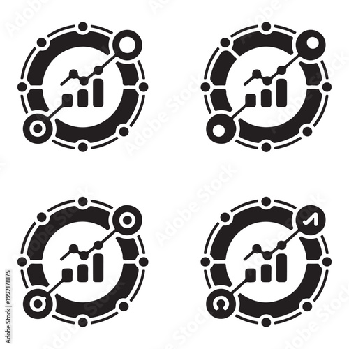 Business growth analytics circular icons vector 