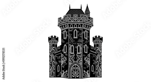 Medieval Castle Tower Architecture.