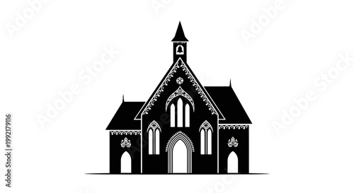 Black and white church building architecture.