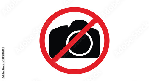 No photography allowed a camera is crossed out a bold silhouette