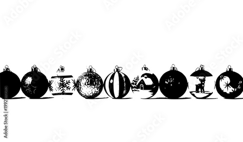 Photos Christmas ball ornaments horizontal lineup vector with elegant festive decoratio