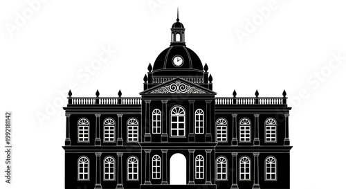 Large Building with Arched Windows.