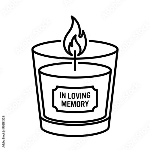 In Loving Memory Votive Candle Icon - Minimalist Remembrance and Funeral Line Art