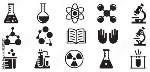 Science and Research Icons – Atom Molecule Lab Vector Collection. Vector illustration eps 10