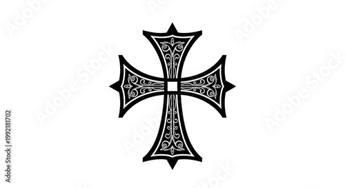 Ornate Cross Symbol Christian Religion.