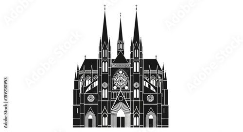 Gothic Cathedral Architecture Facade Design.