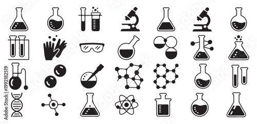 Chemistry Lab Equipment Icons – Scientific Tools Vector Pack. Vector illustration eps 10