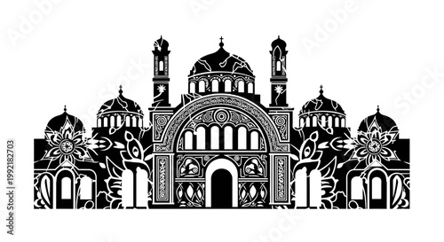 Ornate Mosque Building Architecture Design.