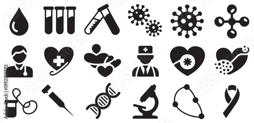 Scientist and Lab Icons – Researcher Microscope DNA Science Set. Vector illustration eps 10