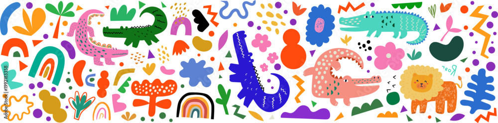 Obraz premium Isolated childish pattern. Vector kids design for fabric and posters.