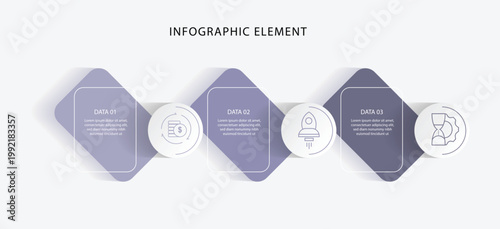 Modern design infographics element. 3 step form or columns for presentation or business information graphic.