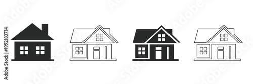 Four different house icons on white background for real estate or architecture use