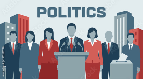 Politics, government, and election concept with diverse public figures