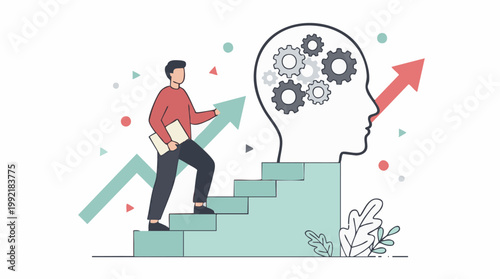Illustration of personal growth, career development and intellectual progress