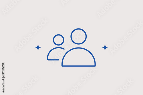 Group of two people representing community, teamwork, or contact lists. Collaborative Vector Illustration for social networking sites and team management software.