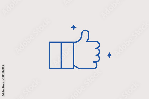 Thumbs up gesture for approval, satisfaction, or liking content. Positive Vector Illustration for feedback systems and social media engagement buttons.