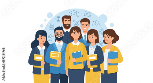 Diverse Group of Professionals Standing Together Confidently.