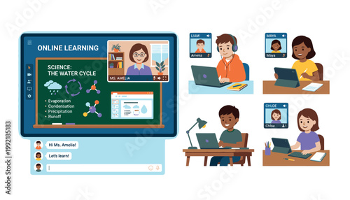 Online learning and digital education concept.