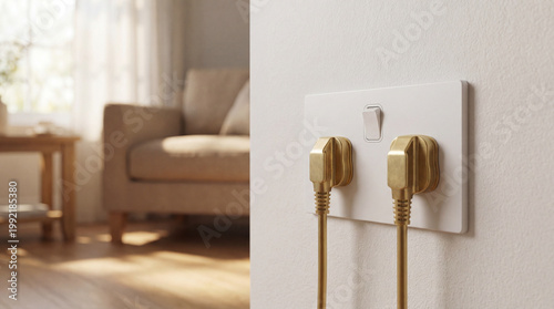 Elegant Gold Plated Electrical Outlet With Integrated USB Ports.