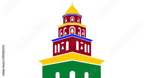 Colorful illustration of a tower.