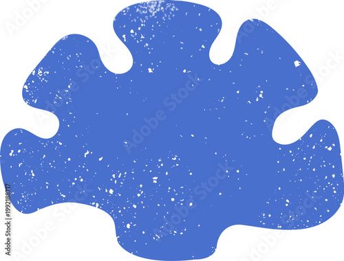 Blue seashell design element for summer. Flat shell isolated on white background. Grunge texture wall art.