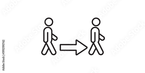 Icon depicting two figures in motion with a directional arrow signifying progress.