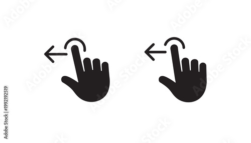 Hand gesture icon for swiping left with a finger on a touch screen