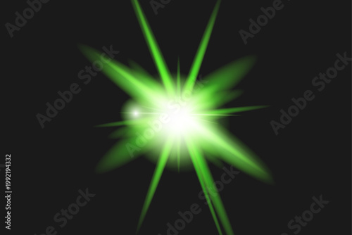 Принти на полотні Dynamic green light effect starburst flare with radiant glow for visual design