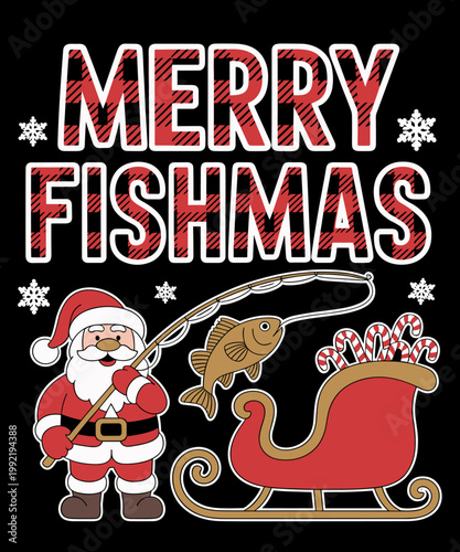 Merry Fishmas Funny Fishing Santa Clause Christmas
