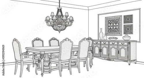 Premium Home Dining Area Vector Art 