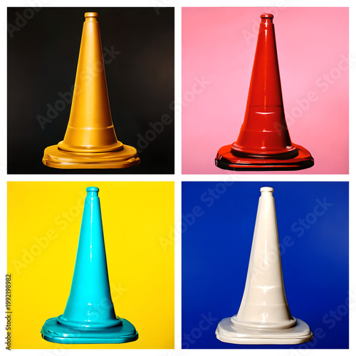 Colorful Traffic Cones Pop Art Style Collection