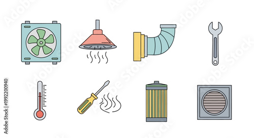 Set of tools and equipment for home improvement and maintenance.