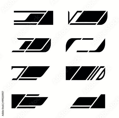 racing striped vehicle wrap stickers set, high performance line patterns for car body decoration, aggressive sport style decals for racing teams garages and custom auto wrap design projects.