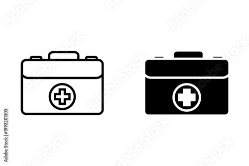 Medical box icon logo design. Medical suitcase sign and symbol. First aid icon