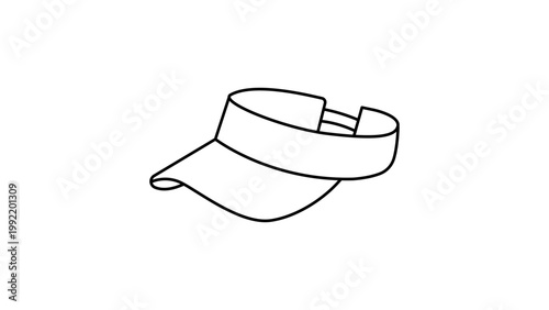 Quadro su tela Sun Visor Cap Minimalist Black Line Vector Icon with Editable Stroke; Hand-Drawn Outline Illustration of Summer Headwear for Sports and Leisure, Scalable Graphic Isolated on White Background