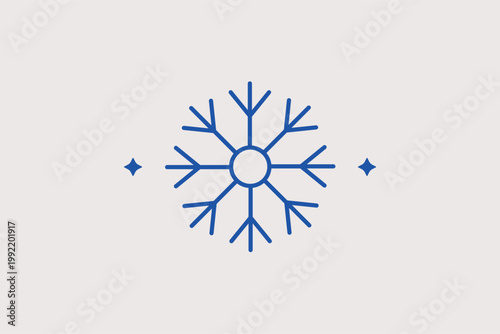 Symmetrical snowflake representing cold weather, ice, or winter seasons. Chilly Vector Illustration for refrigerator cooling settings and holiday-themed marketing materials.