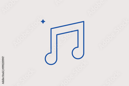 Pair of connected musical notes representing a playlist or background music. Rhythmic Vector Illustration for entertainment websites and digital audio workstation software.