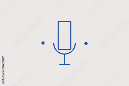Professional microphone on a stand representing podcasts, radio, or vocal recording. Vocal Vector Illustration for live streaming platforms and voice-activated assistant interfaces.