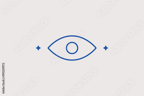 Human eye symbol representing visibility, view counts, or monitoring. Observational Vector Illustration for security surveillance status and content privacy settings.