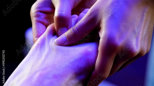 Hands performing professional foot massage