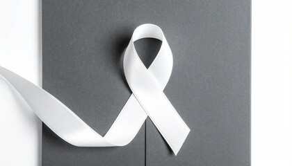 White Awareness Ribbon Isolated on White Background Representing Peace and Lung Cancer Awareness