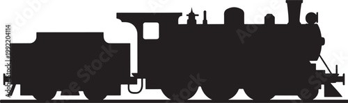 black silhouette of a steam locomotive train