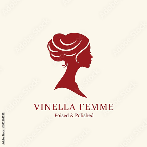 Woman Face Profile Hair Style Logo.
