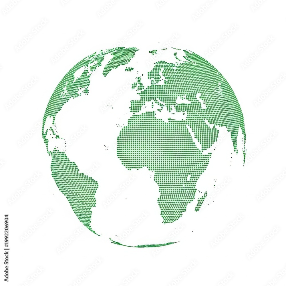 Fototapeta premium Green Dot Globe Illustration Earth Map