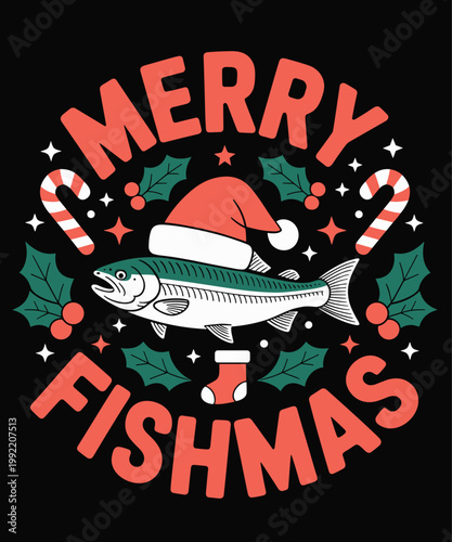 Merry Fishmas Funny Christmas Fishing Xmas
